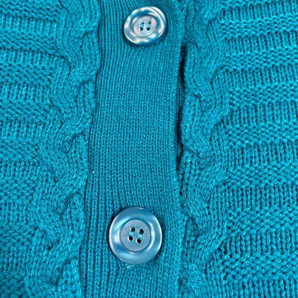 Vintage 80s Jenny Blue Knit Acrylic Cardigan Sweater Women's Size Medium Retro - Picture 8 of 16